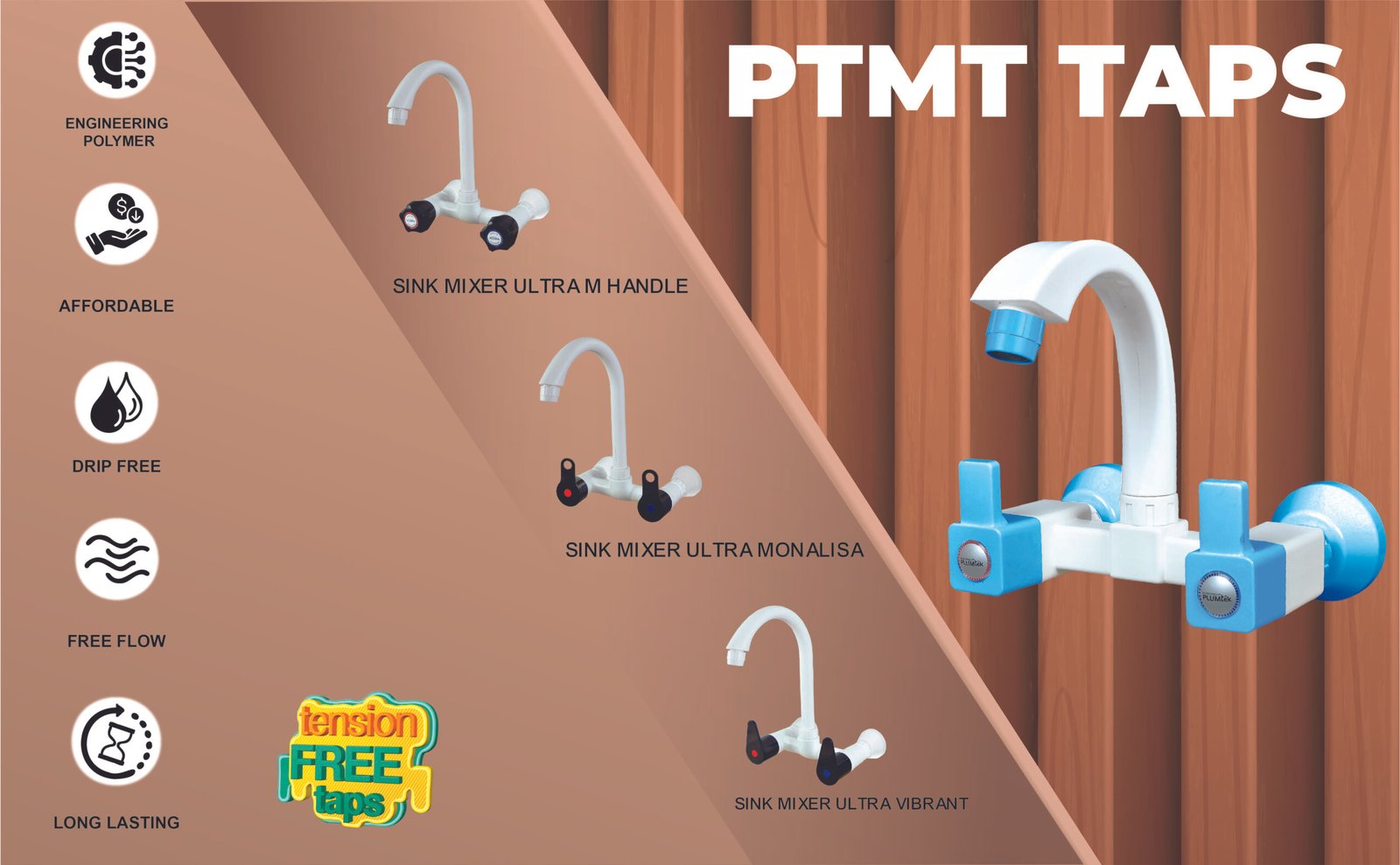 High-quality PTMT taps and faucets – durable, leak-proof, and corrosion-resistant plumbing fixtures for kitchens and bathrooms.